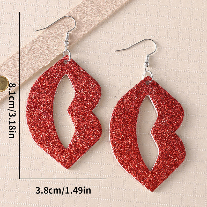 Sequin Heart Teacher Leather Earrings