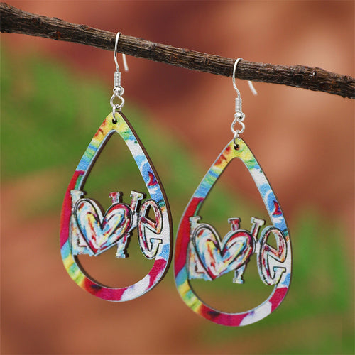 Love Easter Teacher Wooden Earrings
