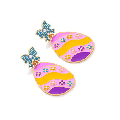 Cute Easter Egg Teacher Metal Earrings