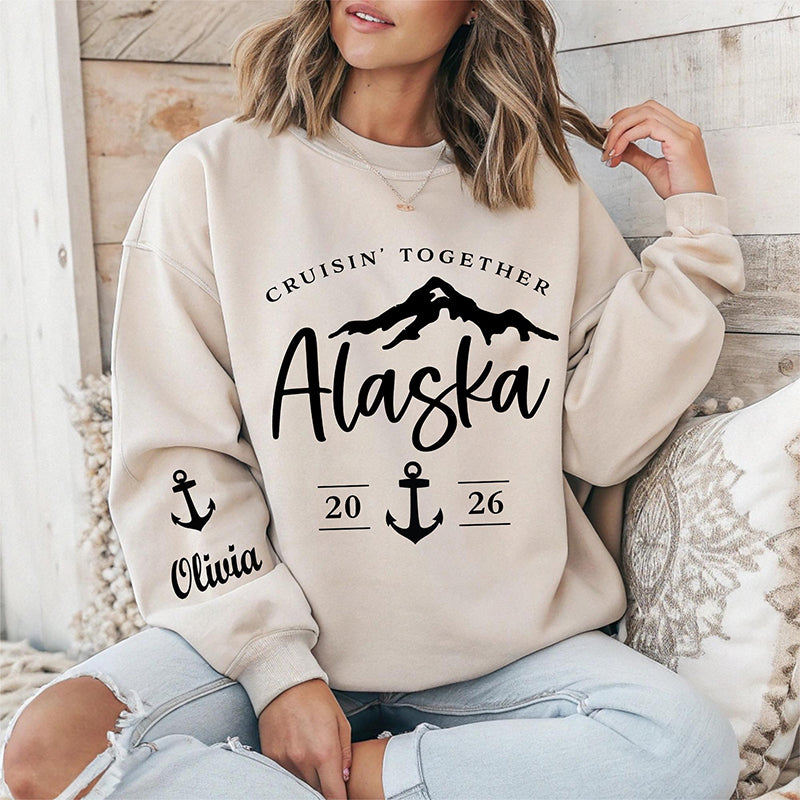 Personalized Cruisin' Together Alaska Teacher Sleeve Print Sweatshirt