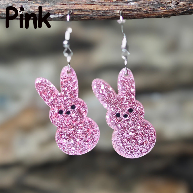 Glitter Bunny Teacher Acrylic Earrings