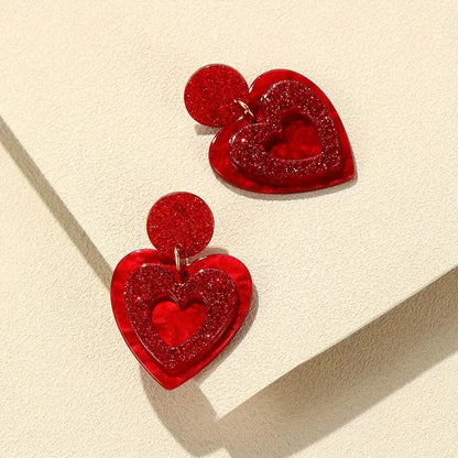 Valentine's Day Double Heart Teacher Acrylic Earrings