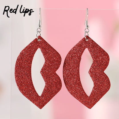 Sequin Heart Teacher Leather Earrings