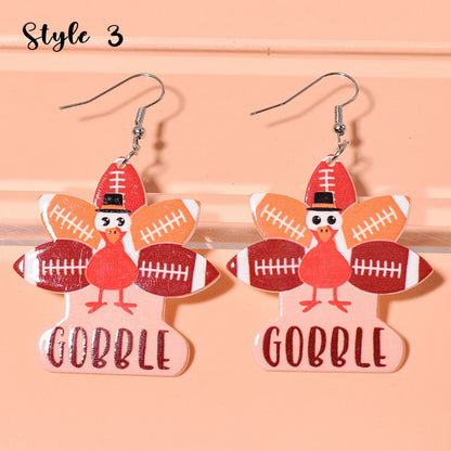 Thanksgiving Turkey Teacher Acrylic Earrings