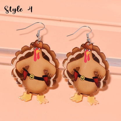 Thanksgiving Turkey Teacher Acrylic Earrings