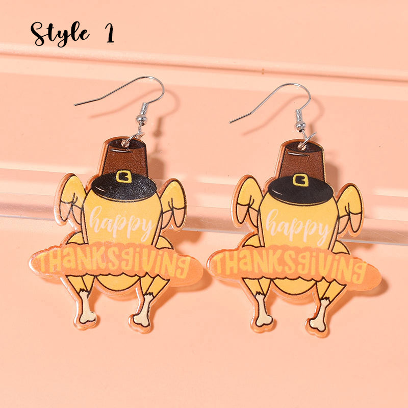 Thanksgiving Turkey Teacher Acrylic Earrings
