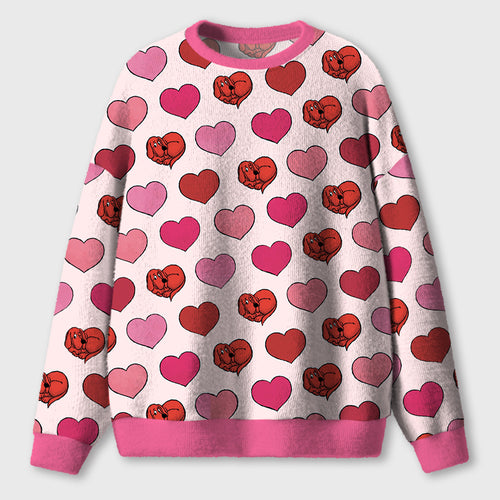 The Big Red Dog Love Teacher Ugly Fluffy Sweatshirt
