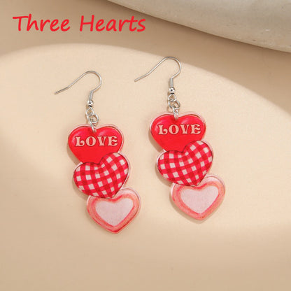 Red Heart Valentine's Day Teacher Acrylic Earrings