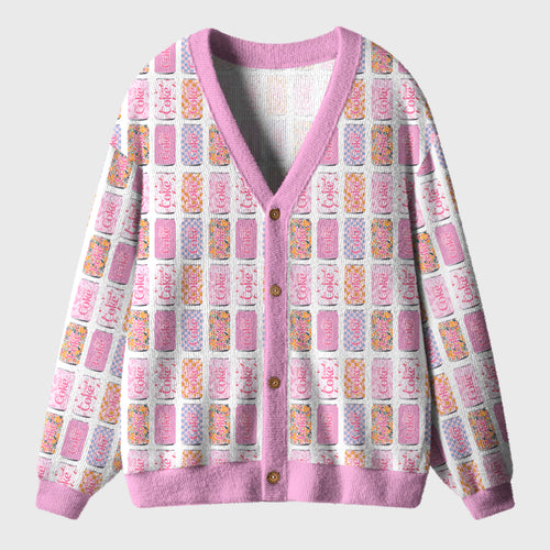 Pink Drinking Lover Teacher Ugly Cardigan Sweaters