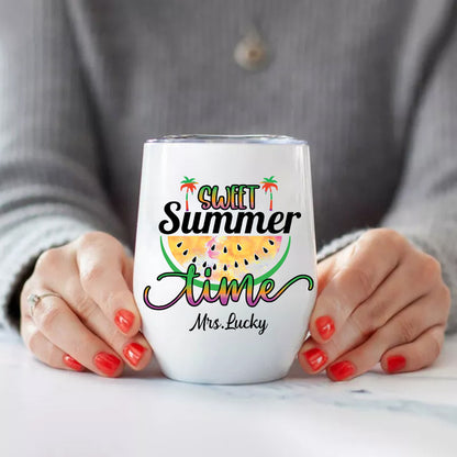 Personalized Sweet Summer Time  Wine Tumbler