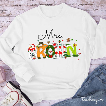 Personalized Christmas Style Teacher Long Sleeve T-Shirt