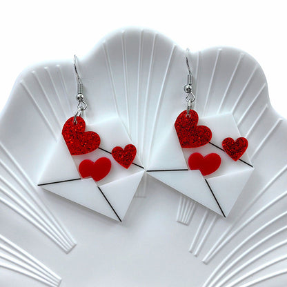 Heart Envelope Teacher Acrylic Earrings