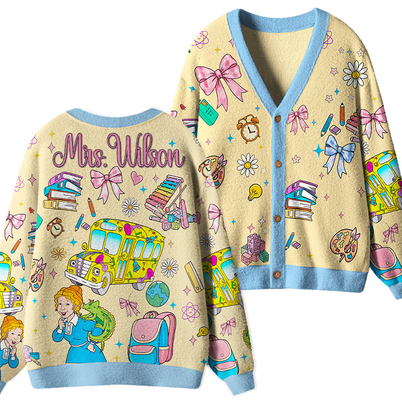 Personalized Name Magic Things Teacher Ugly Cardigan Sweaters
