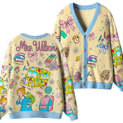 Personalized Name Magic Things Teacher Ugly Cardigan Sweaters