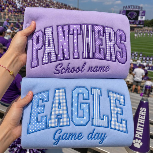 Personalized Mascot School Spirit Patchwork Embroidered Teacher Sweatshirt