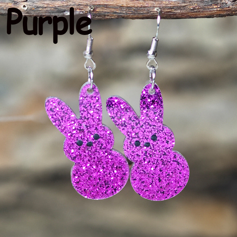 Glitter Bunny Teacher Acrylic Earrings