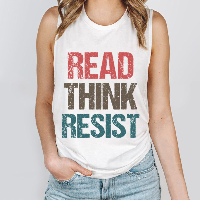 Read Think Resist Teacher Tank Top