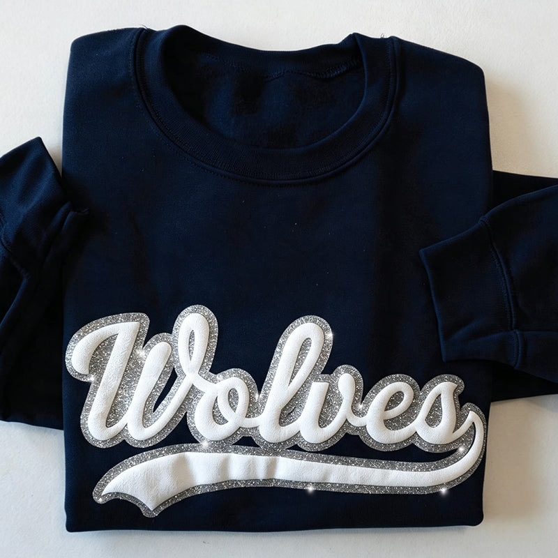 Personalized Mascot Puff Printed Glitter Teacher Sweatshirt