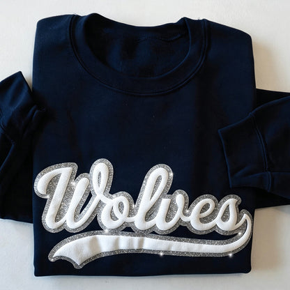 Personalized Mascot Puff Printed Glitter Teacher Sweatshirt