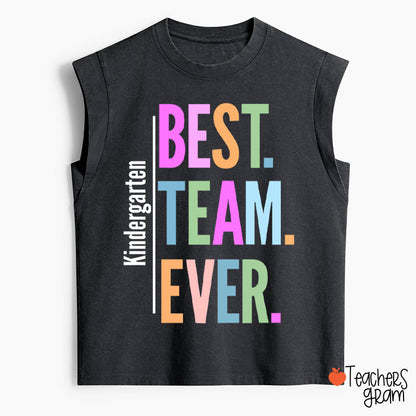 Personalized Neon Color Best Team Ever Teacher Female Washed Tank Top