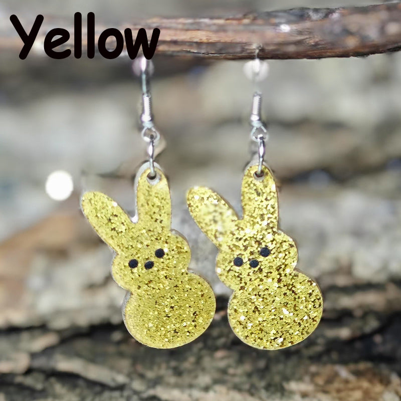 Glitter Bunny Teacher Acrylic Earrings